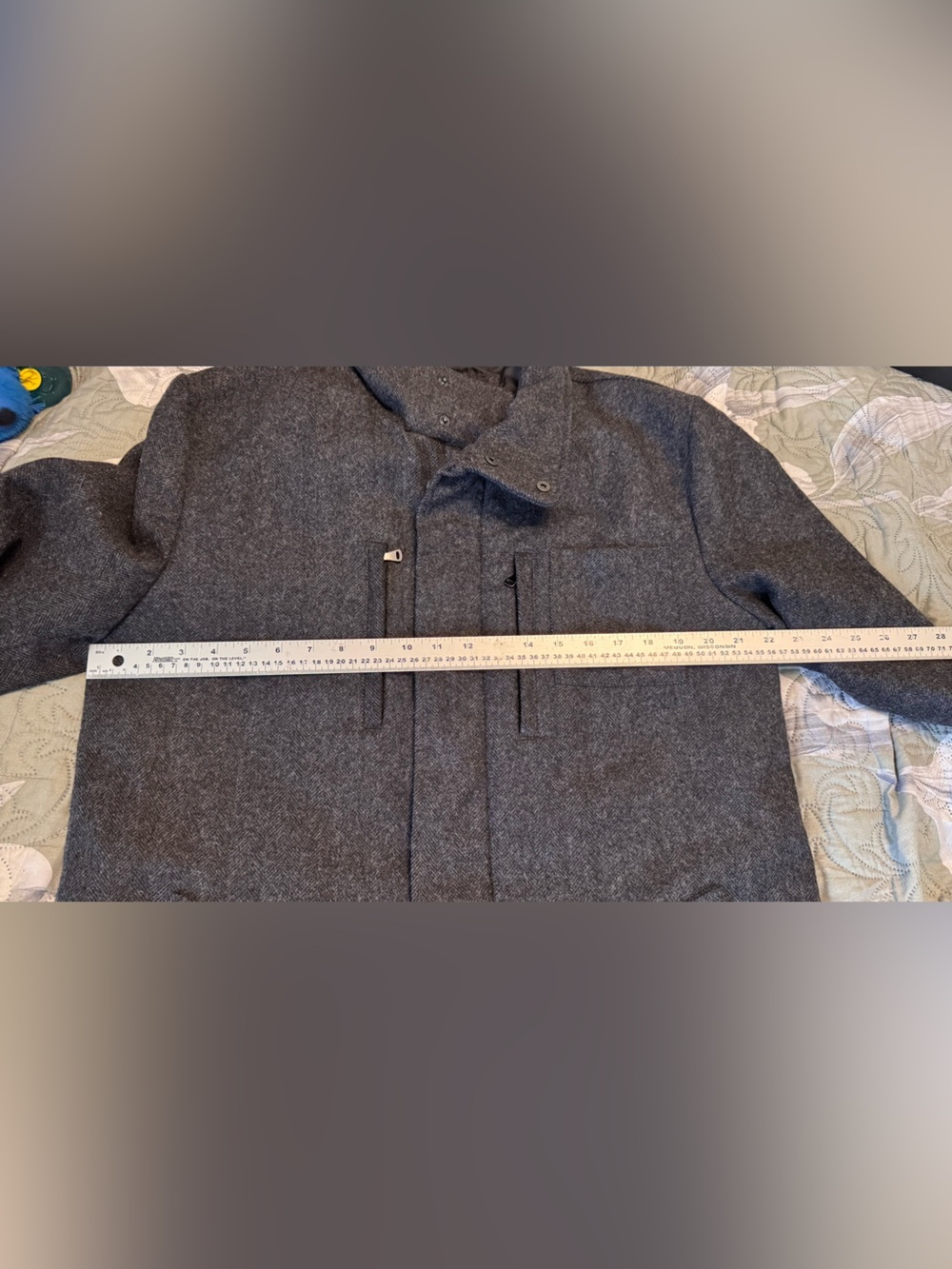 Zara Men's Dark Charcoal Wool Pea Coat - Picture 7 of 12